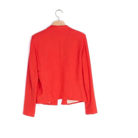 Sandro Blazer Jacket Coat Long Sleeve Shoulder Pads Pockets Open Orange 36 Small - Picture 5 of 9